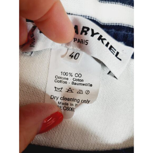 Sonia Rykiel Paris DESIGNER Womens 40 Sweater Blue & White Striped French Cotton - Picture 6 of 9